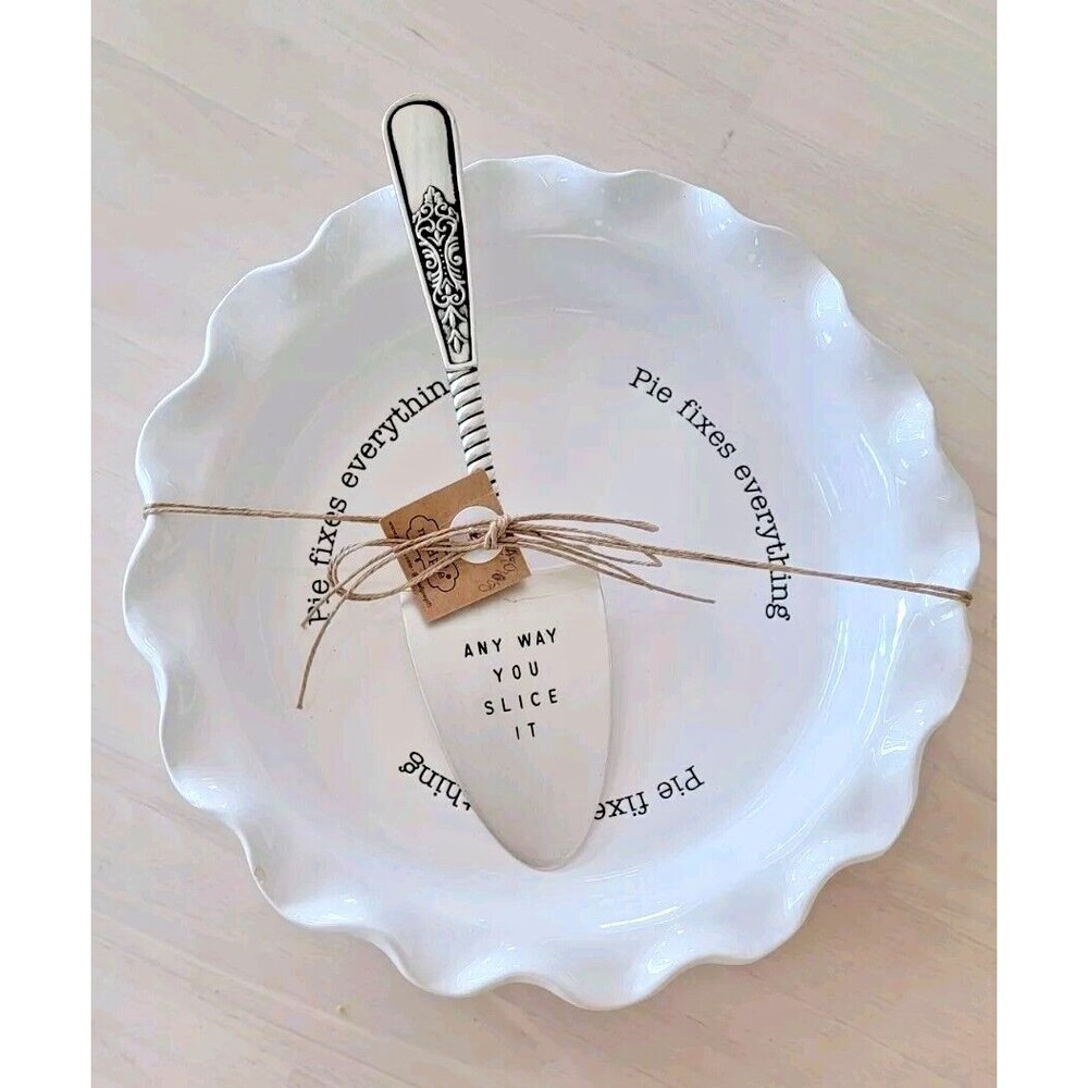 Mud Pie Circa Pie Plate  Scalloped Pie Baking Dish W Server New w tags